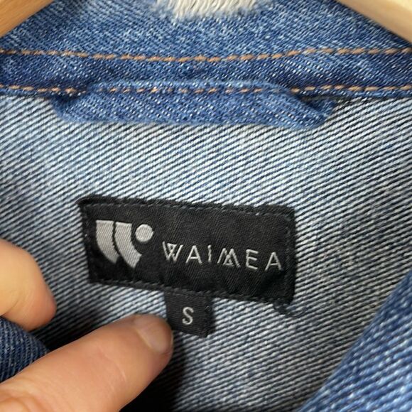 WAIMEA Men's Distressed Graphic Denim Jeans Jacket size Small - Picture 10 of 13